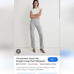 Madewell 90 Straight Cargo 29 Pants Cotton Grey Indie